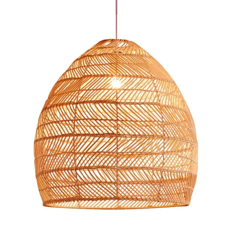 CHUNGYANG Suspension en Rotin Naturel ， Lampe d'art en Bambou Naturel Rotin Art Suspendu Plafonnier Abat-Jour, Lustre Abat-Jour Fait Main pour Lanterne D'îlot De Cuisine