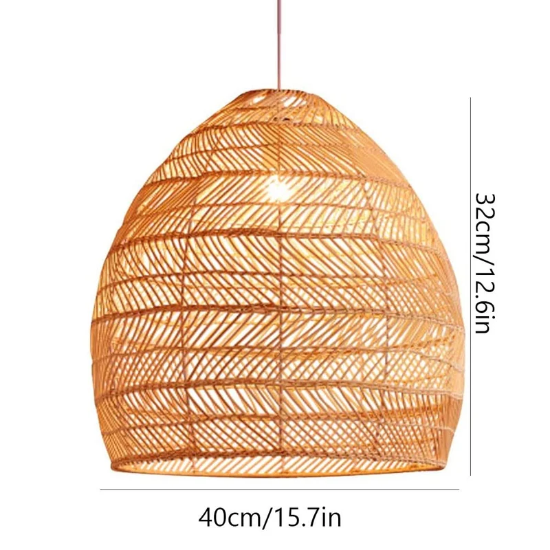 CHUNGYANG Suspension en Rotin Naturel ， Lampe d'art en Bambou Naturel Rotin Art Suspendu Plafonnier Abat-Jour, Lustre Abat-Jour Fait Main pour Lanterne D'îlot De Cuisine
