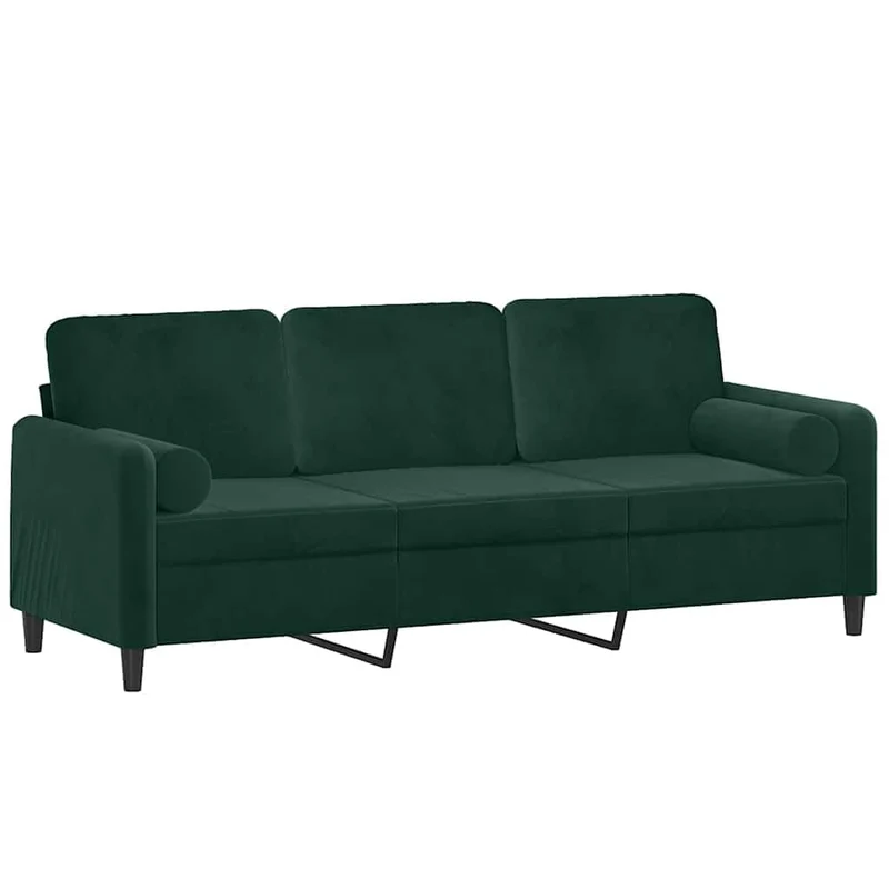 GFEROMRF Canapé 3 places en velours vert foncé 180 cm avec coussin décoratif