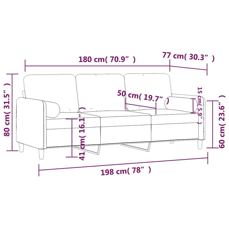 GFEROMRF Canapé 3 places en velours vert foncé 180 cm avec coussin décoratif