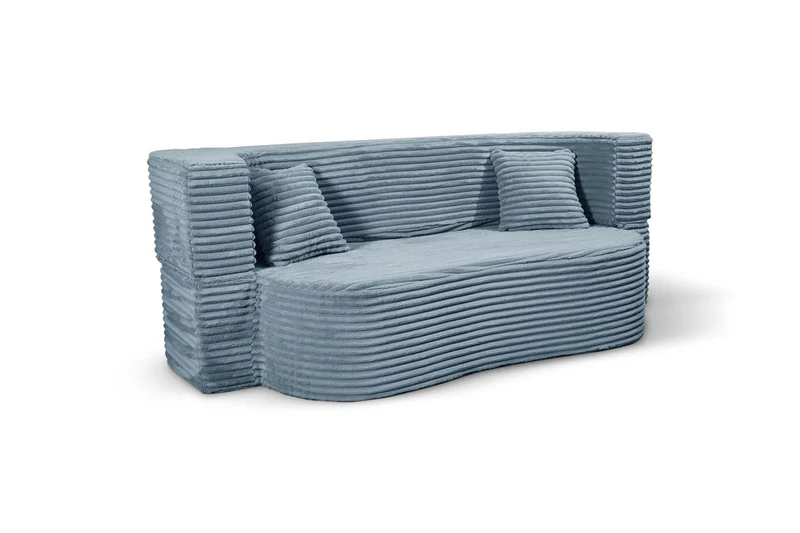 MyFoam Canapé en mousse, 3 places, 200 cm, avec fonction sommeil, déhoussable, moderne et confortable, bleu clair