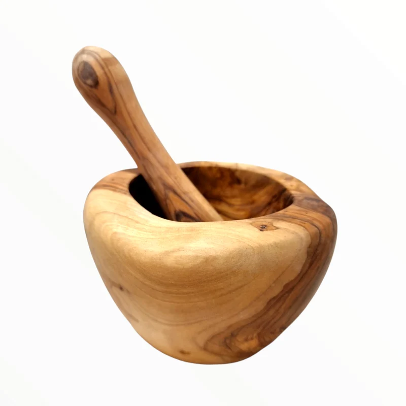 Mortier rustique 16 cm en bois d'olivier