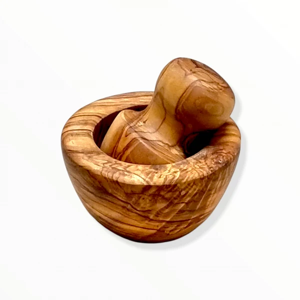 Mortier à épices concassées en bois d'olivier 10 cm