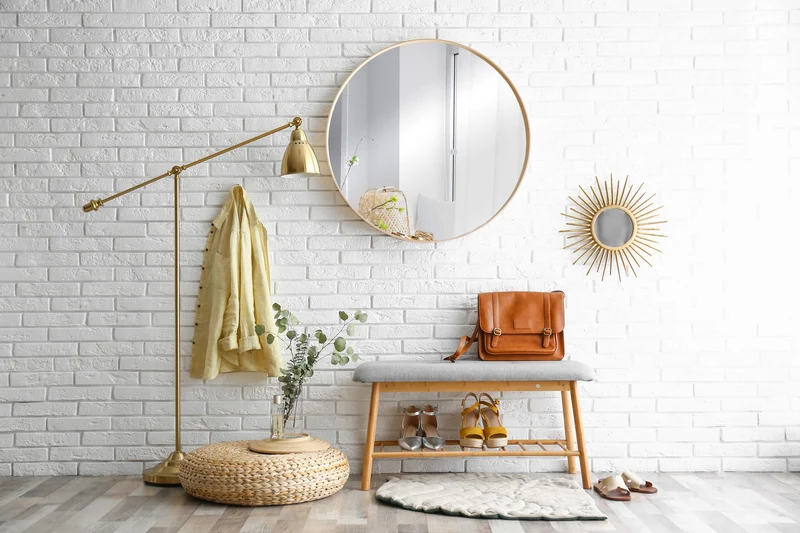 BD ART Miroir mural épais rond 50 cm en bois naturel scandinave bohème salle de bain douche