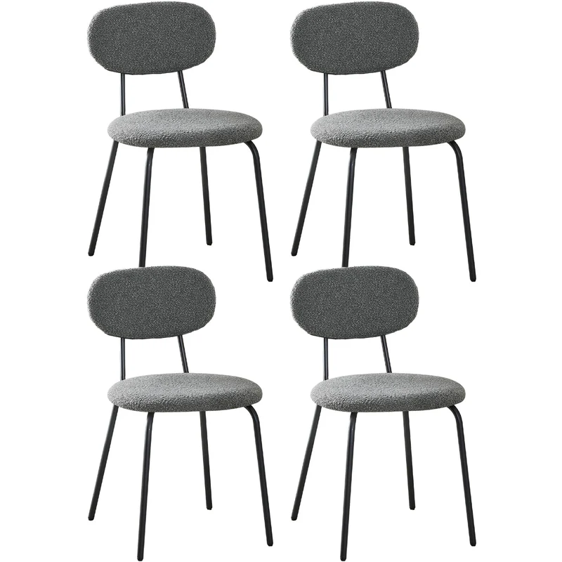 WAFTING Chaises de Salle à Manger Lot de 4, Chaise de Cuisine Empilables, avec Coussin en Tissu Teddy et Pieds Métalliques, pour la Salle à Manger, Cuisine, Salon, Chambre-Gris Foncé