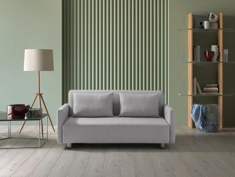 EVERGREENWEB Canapé-lit 3 Places Convertible en Lit avec Matelas 160x190 Effet Massant 0rthopédique, Extensible Sofa Bed Pliable, Housse Déhoussable et Lavable Couleur Gris, 2 Coussins Inclus | Edith