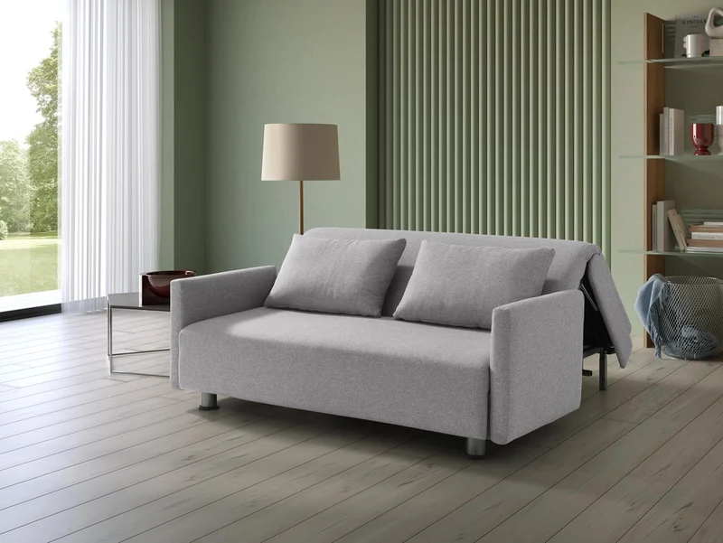 EVERGREENWEB Canapé-lit 3 Places Convertible en Lit avec Matelas 160x190 Effet Massant 0rthopédique, Extensible Sofa Bed Pliable, Housse Déhoussable et Lavable Couleur Gris, 2 Coussins Inclus | Edith
