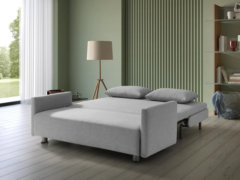 EVERGREENWEB Canapé-lit 3 Places Convertible en Lit avec Matelas 160x190 Effet Massant 0rthopédique, Extensible Sofa Bed Pliable, Housse Déhoussable et Lavable Couleur Gris, 2 Coussins Inclus | Edith