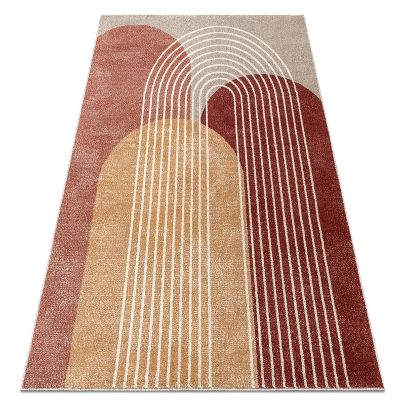 rugsx Tapis Fusion 0810 Tapis géométrique Moderne en Crème & Terracotta - Salon, Salle à Manger, Grandes pièces 160x220 cm