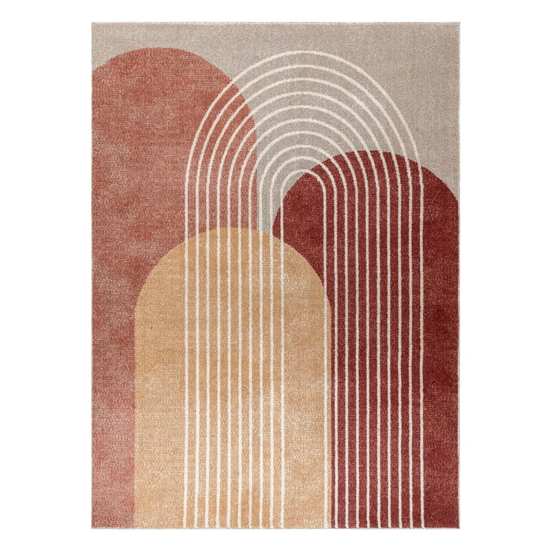 rugsx Tapis Fusion 0810 Tapis géométrique Moderne en Crème & Terracotta - Salon, Salle à Manger, Grandes pièces 160x220 cm