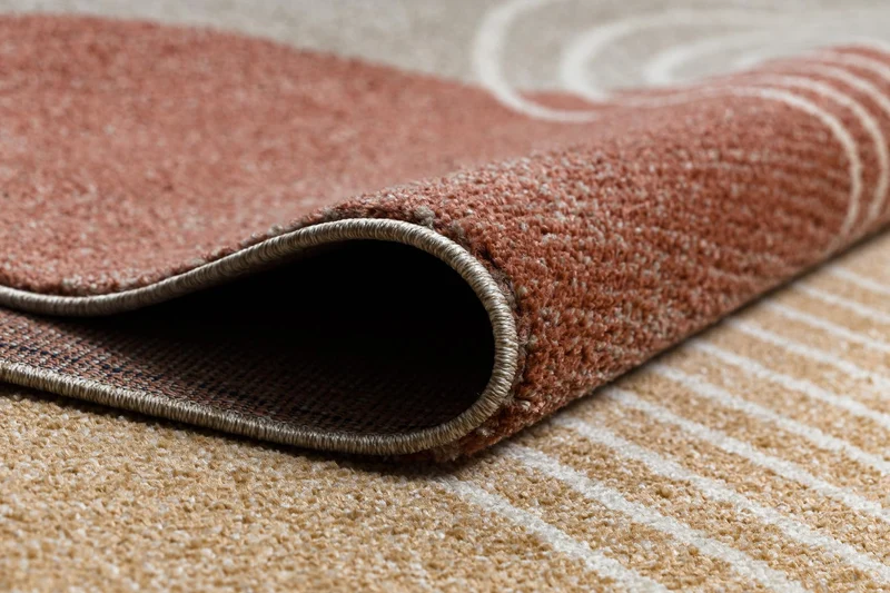 rugsx Tapis Fusion 0810 Tapis géométrique Moderne en Crème & Terracotta - Salon, Salle à Manger, Grandes pièces 160x220 cm