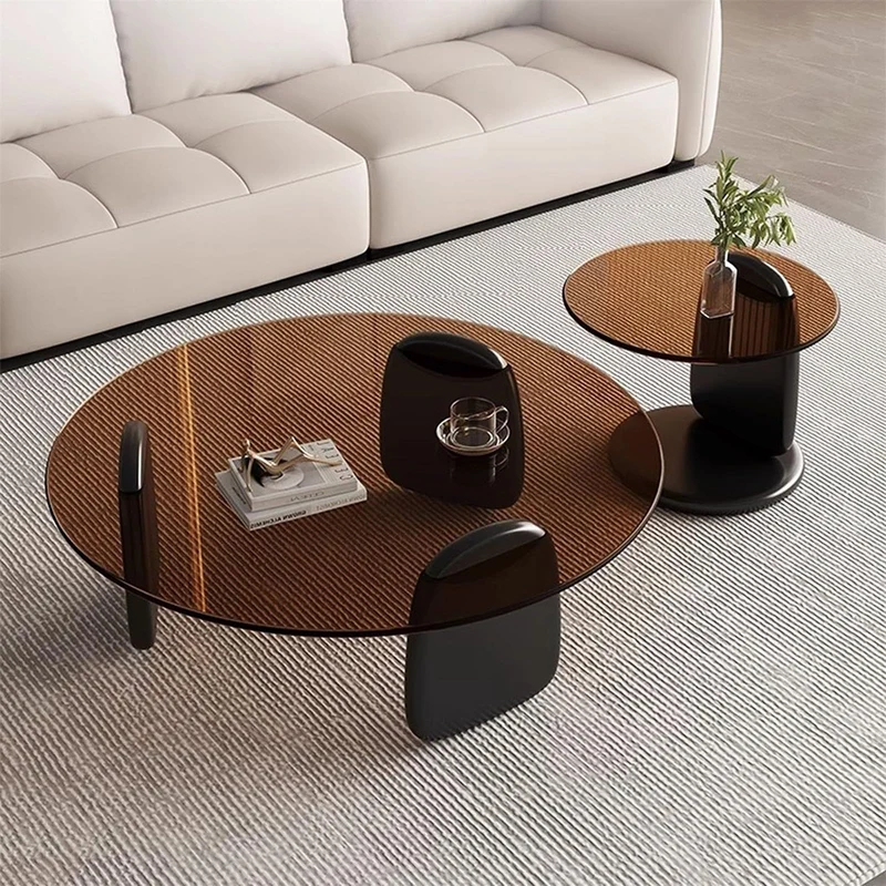 JJPSQHRV Petite Table Basse Table d'appoint Ronde Table Centrale en Bois Massif Ensemble de 2 canapé Moderne Bureau Table à thé Table d'appoint for Salon Chambre Bureau à Domicile(Brown,80cm)