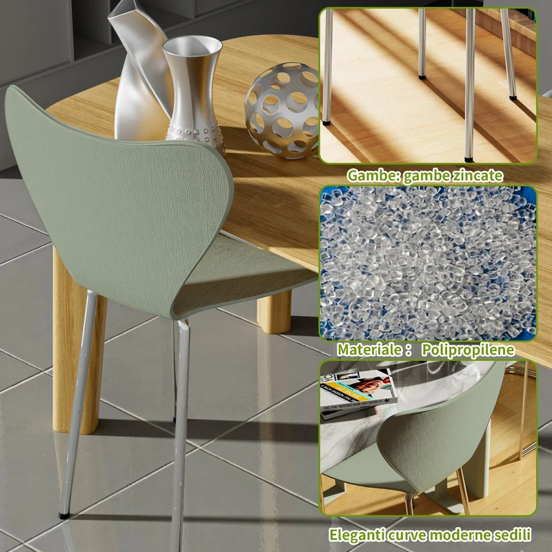 PIPIPOXER Lot de 4 chaises scandinaves, pour Salle à Manger, Bureau, Cuisine, Salon, Salle de Réunion, Jardin, Vert Clair
