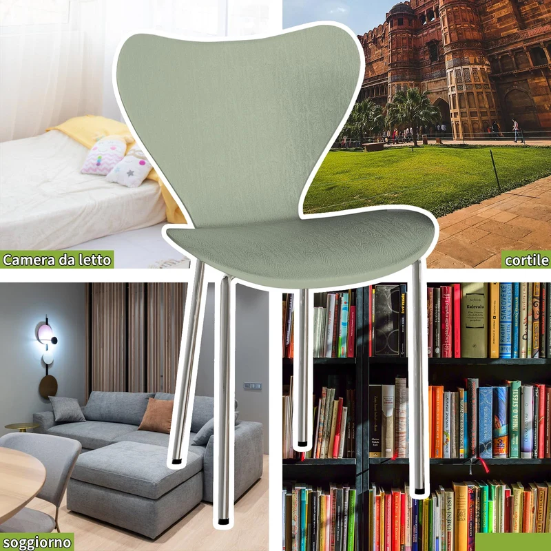 PIPIPOXER Lot de 4 chaises scandinaves, pour Salle à Manger, Bureau, Cuisine, Salon, Salle de Réunion, Jardin, Vert Clair