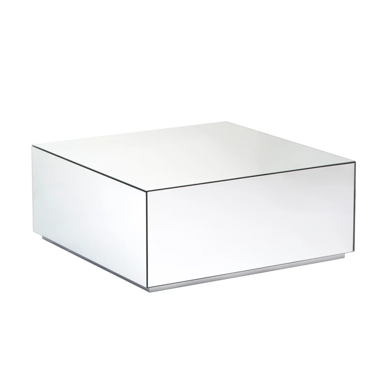 My Furniture Table Basse Miroir – Design carré Contemporain – Fini en Verre réfléchissant – Base argentée élégante – Pièce de Luxe pour espaces de Vie Modernes – Miroir extrêmement résistant.