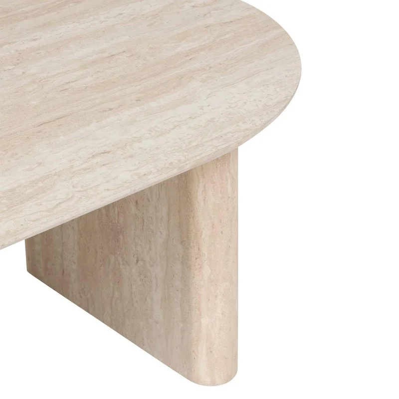 Atmosphera - Table Basse Ovale Anaya Effet Travertin - Beige - 120 x 60 x 40 cm - pour Salon, Séjour Contemporain