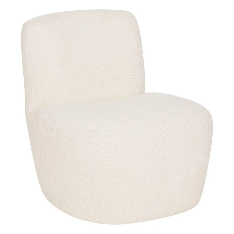 Atmosphera - Fauteuil Leone Blanc - Tissu Bouclé, Design Courbé, L 64 x P 71 x H 68 cm - pour Salon, Bureau, Chambre