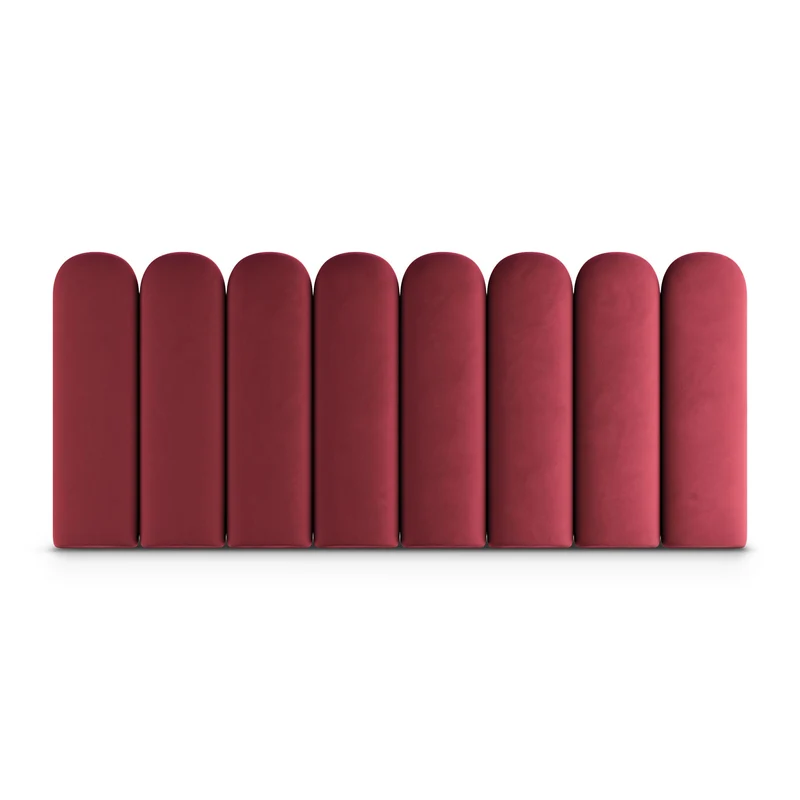 Muralo Panneau Mural Rembourré en Velours Magic Velvet 30x80 cm - Coussin Mural Capitonné, Effet 3D à Lignes Verticales, Confortable, Décoration Moderne Luxe Chambre et Salon - Rouge Bordeaux