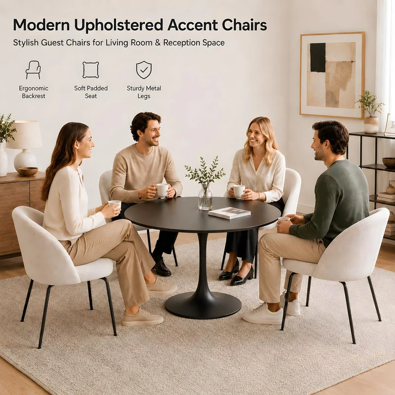 GOKHOMX Table Ronde Noire 110 cm - pour 4 à 6 Personnes, Parfaite pour la Cuisine, la Salle à Manger, Le Bistro et Les Conférences | Design Scandinave Moderne