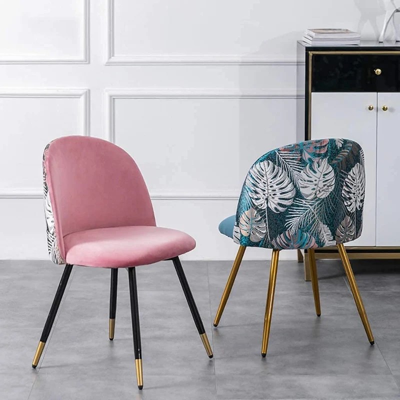 KLZUOPT Chaises de Cuisine et de Salle à Manger exquises, Chaise de Bureau brodée en Flanelle avec Pieds en métal, siège et Dossier en Velours, Chaise de Salon (Couleur : Violet)