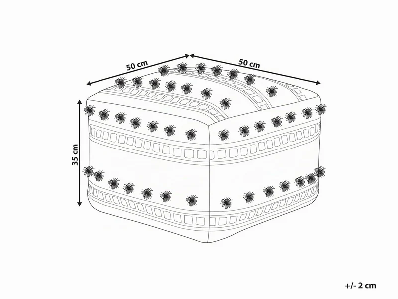Pouf Carré en Coton Beige 50 x 50 cm Remplissage à Billes Polystyrène Karaw