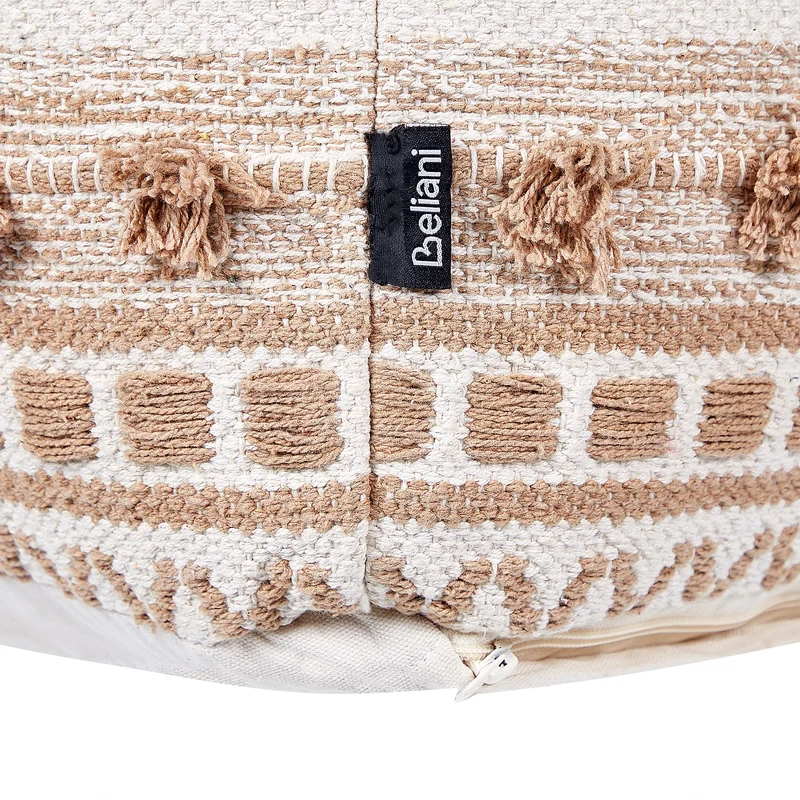 Pouf Carré en Coton Beige 50 x 50 cm Remplissage à Billes Polystyrène Karaw