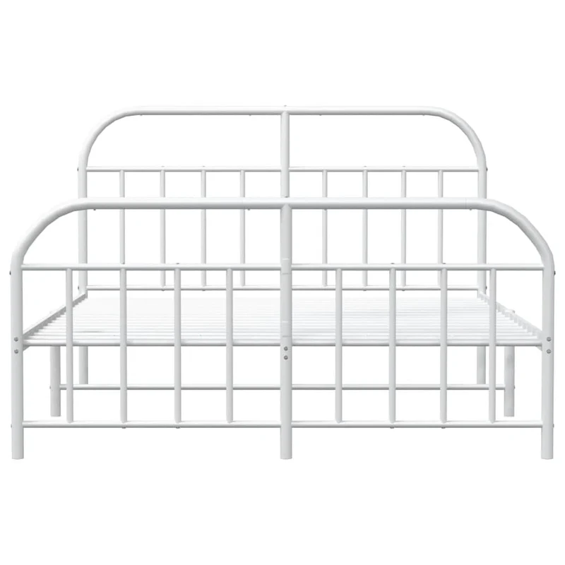 vidaXL Cadre de lit métal avec tête de lit/Pied de lit Blanc 140x200cm, lit Double, Meuble de Chambre à Coucher, lit d'invité, lit