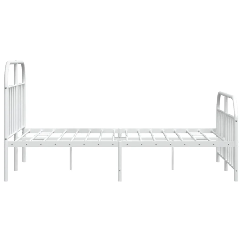 vidaXL Cadre de lit métal avec tête de lit/Pied de lit Blanc 140x200cm, lit Double, Meuble de Chambre à Coucher, lit d'invité, lit