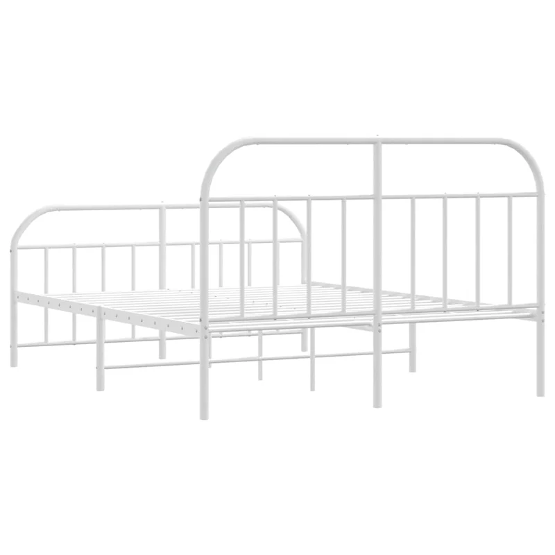 vidaXL Cadre de lit métal avec tête de lit/Pied de lit Blanc 140x200cm, lit Double, Meuble de Chambre à Coucher, lit d'invité, lit