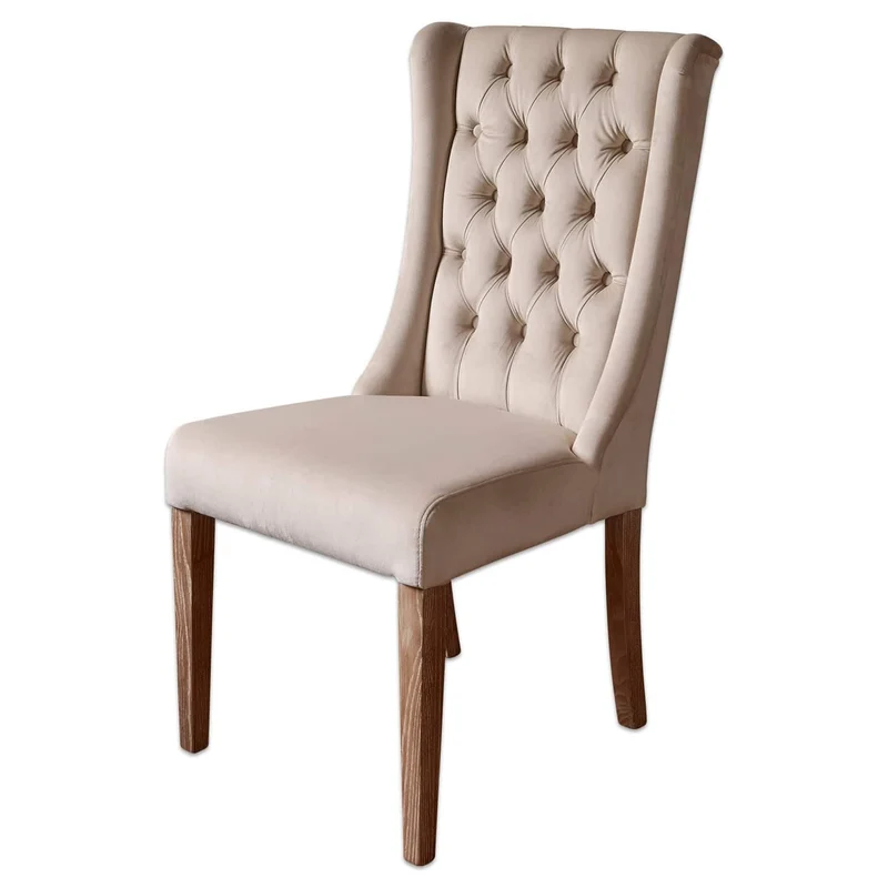 Loberon Sudbury Chaise - Housse Durable de Grande qualité - Style Vintage grâce au matelassage Chesterfield, crème
