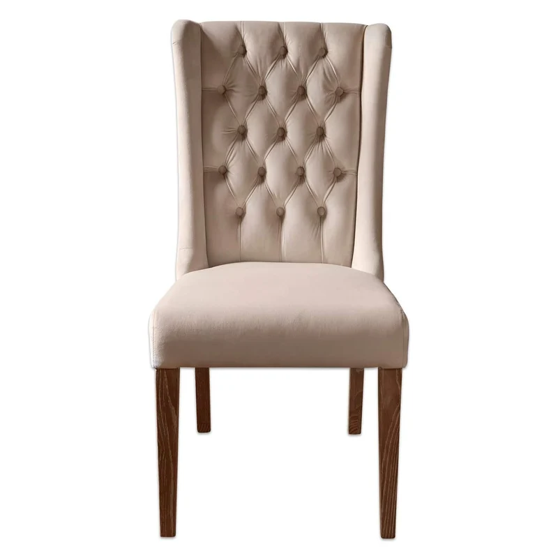 Loberon Sudbury Chaise - Housse Durable de Grande qualité - Style Vintage grâce au matelassage Chesterfield, crème