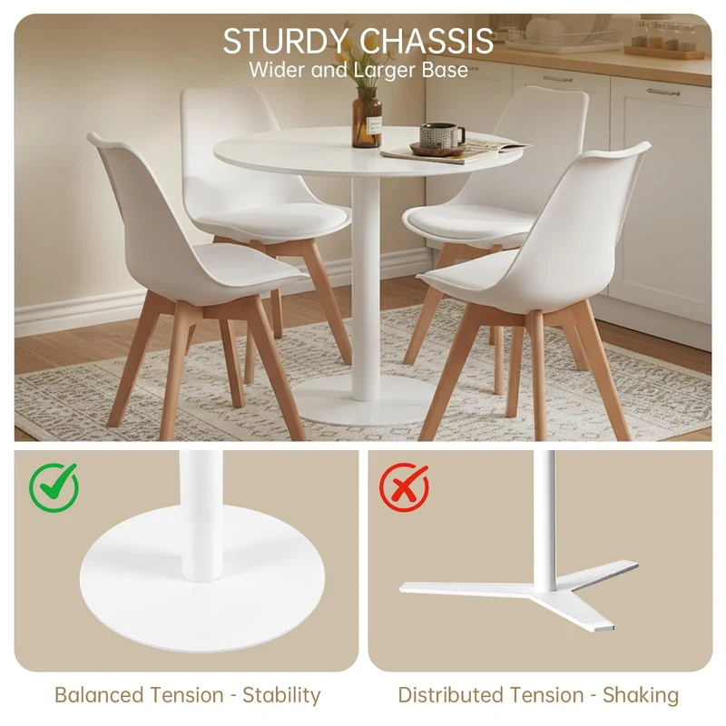 buybyroom Table Ronde Salle Manger Table a Manger Ronde Blanche für Küche, Esszimmer, Wohnzimmer und Büro für 2-4, 80cm, Blanc