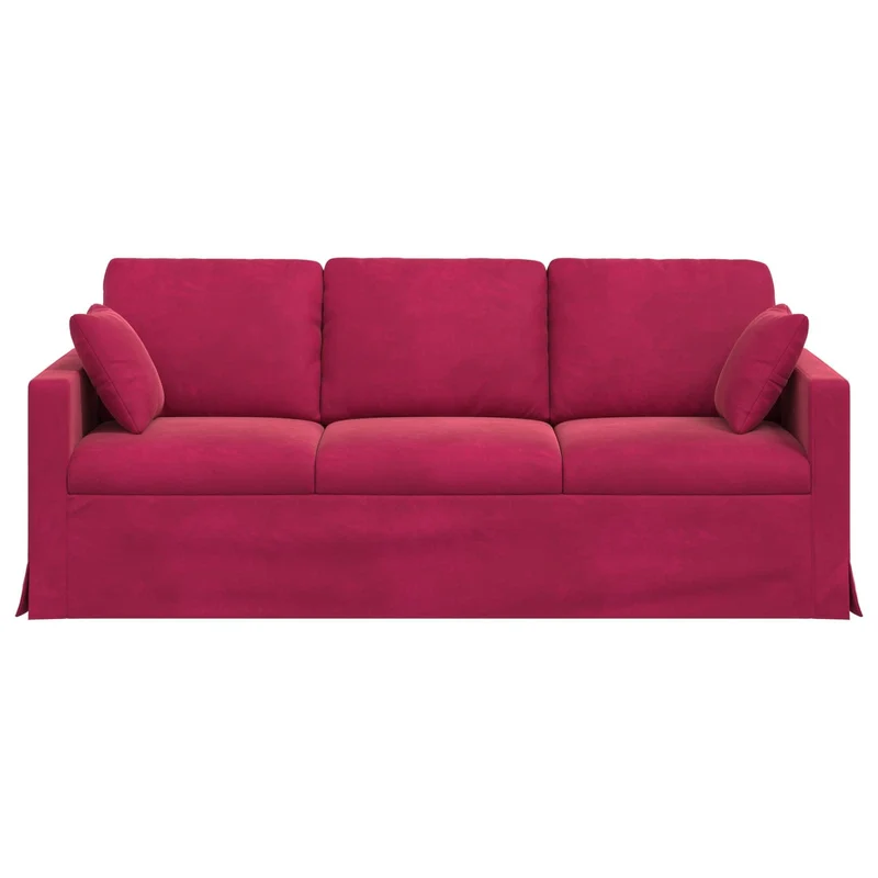 Foknhdi Canapé en velours, bordeaux, 198 x 78 x 80 cm, avec cadre en métal et accoudoirs en bois, petit canapé moderne pour salon, chambre à coucher, bureau