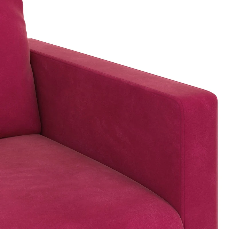Foknhdi Canapé en velours, bordeaux, 198 x 78 x 80 cm, avec cadre en métal et accoudoirs en bois, petit canapé moderne pour salon, chambre à coucher, bureau