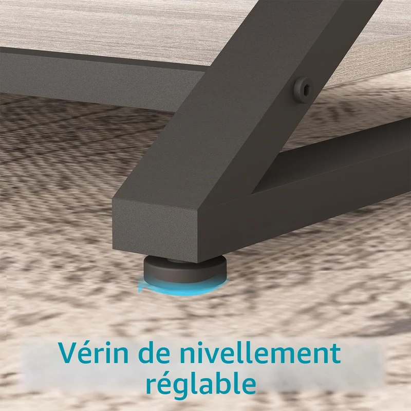 HSH Table Basse Salon Bois pour Canapé Moderne Stable Minimaliste X-Stripes avec Espace de Rangement 120 cm Chêne Gris
