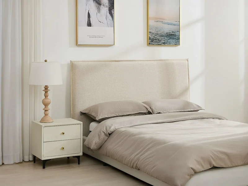 Vente-unique - Tête de lit déhoussable 150 cm - Coton et Lin - Beige - TAHIME