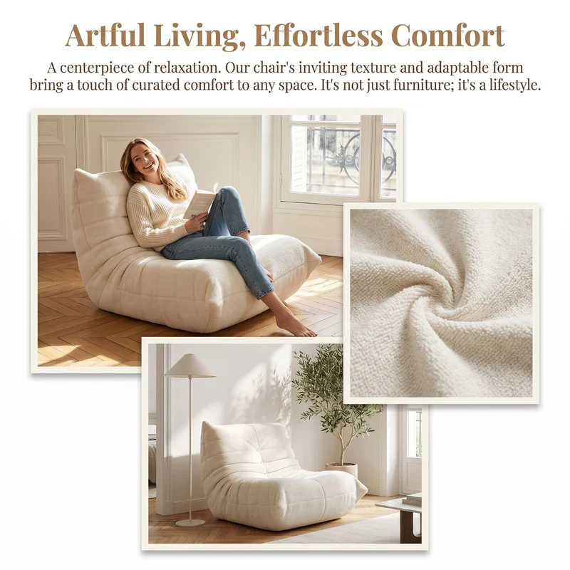 Fucxeoy Fauteuil Togo, Fauteuil Poire d'angle, Canapé d'angle Confortable, Lounge Ergonomique en Mousse, pour Salon, Chambre, dortoir, Salon, Bureau