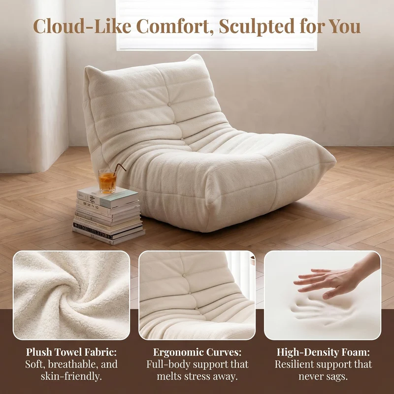 Fucxeoy Fauteuil Togo, Fauteuil Poire d'angle, Canapé d'angle Confortable, Lounge Ergonomique en Mousse, pour Salon, Chambre, dortoir, Salon, Bureau
