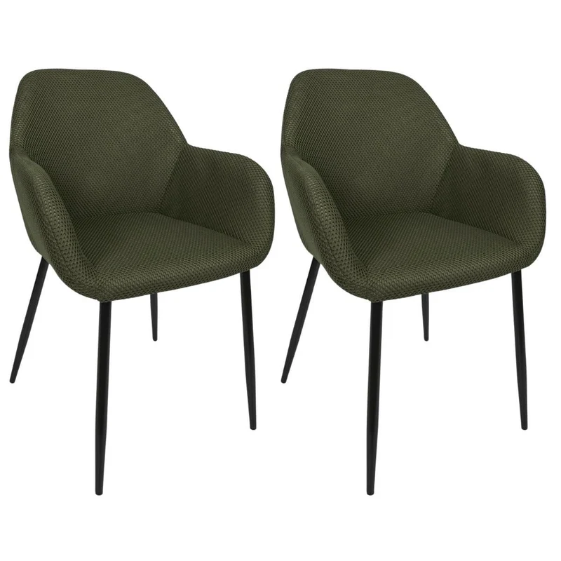 Lot de 2 fauteuils de table en tissu texturé maille 3D kaki - ELECTRON