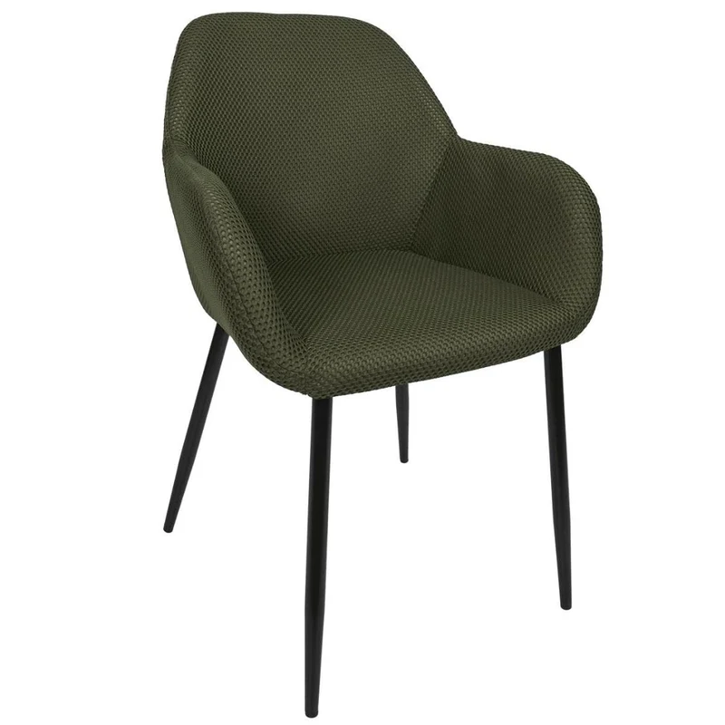 Lot de 2 fauteuils de table en tissu texturé maille 3D kaki - ELECTRON