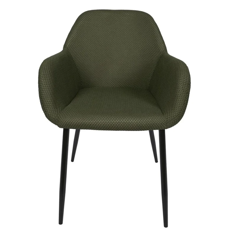 Lot de 2 fauteuils de table en tissu texturé maille 3D kaki - ELECTRON