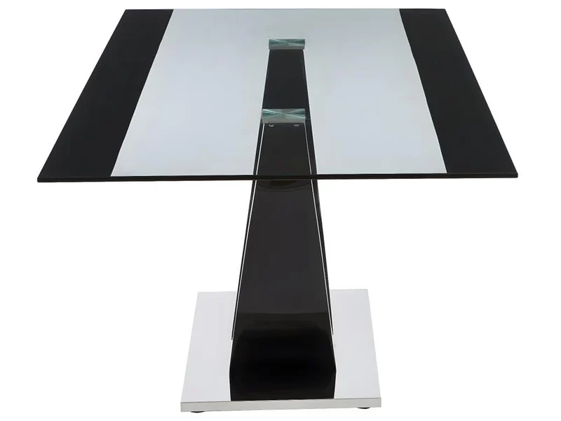 Vente-unique - Table à Manger 8 Personnes en Verre trempé, MDF et Acier Inoxydable - Noir - Mezzo II