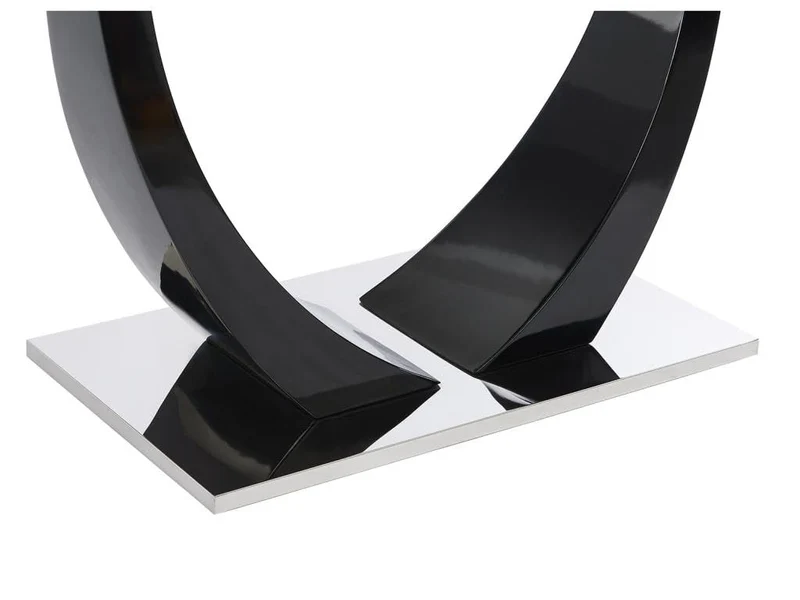 Vente-unique - Table à Manger 8 Personnes en Verre trempé, MDF et Acier Inoxydable - Noir - Mezzo II
