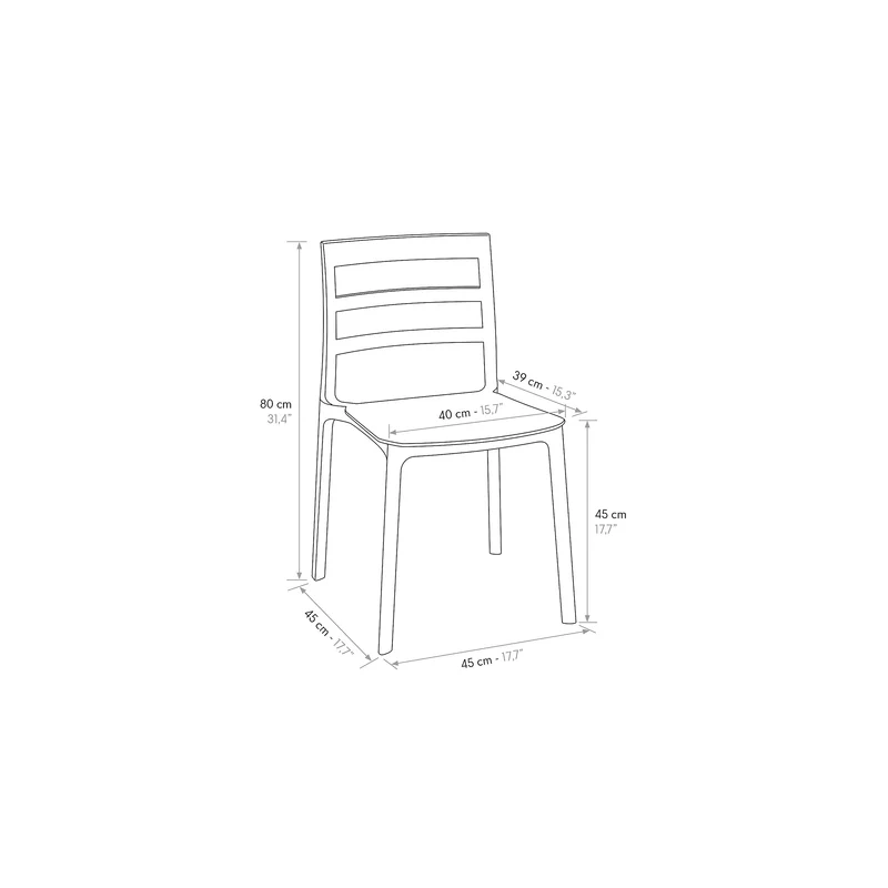 PAZZO DESIGN Chaise Luca, Ensemble de 4, Vert, Chaises polypropylène, Chaise Cuisine, Chaises Salle à Manger, Chaises Jardin, Empilables - id_1962