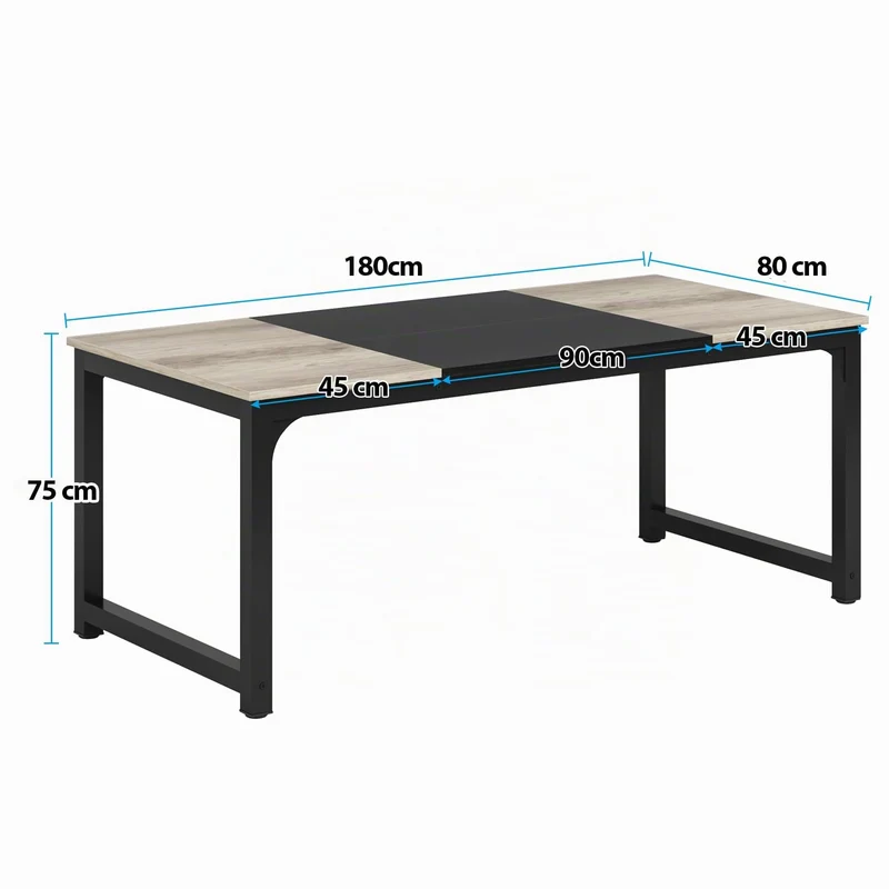 Tribesigns Table À Manger, Table De Cuisine Industrielle Rectangulaire pour 4–6, Table De Salle À Manger avec Pieds en Métal Robustes, Salon Cuisine