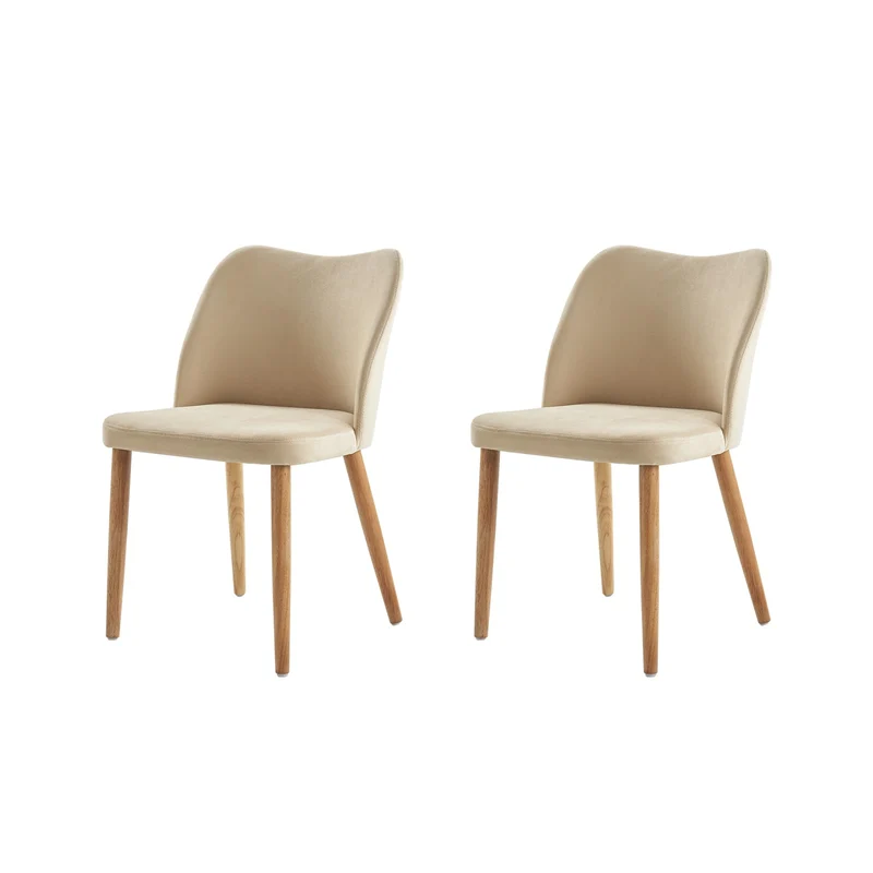 HULALA HOME Chaise Salle a Manger, Chaise Coiffeuse Moderne, Lot de 2 Chaises de Salle à Manger, Confortables avec Pieds en Bois, Convient au Salon, Salle à Manger, Chambre, Beige