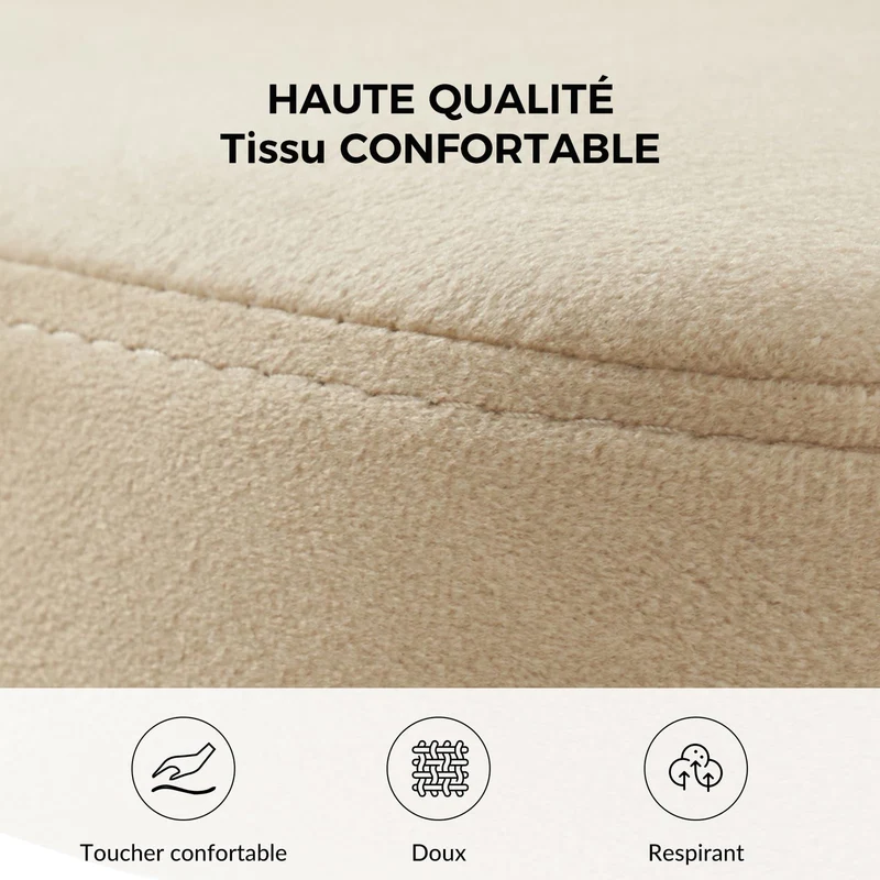 HULALA HOME Chaise Salle a Manger, Chaise Coiffeuse Moderne, Lot de 2 Chaises de Salle à Manger, Confortables avec Pieds en Bois, Convient au Salon, Salle à Manger, Chambre, Beige