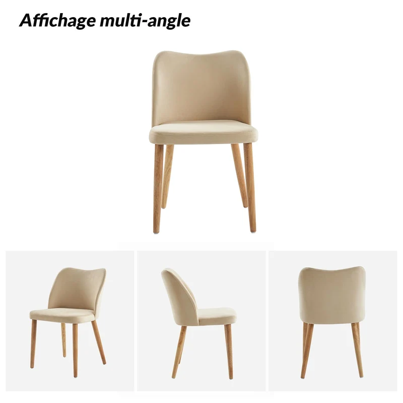 HULALA HOME Chaise Salle a Manger, Chaise Coiffeuse Moderne, Lot de 2 Chaises de Salle à Manger, Confortables avec Pieds en Bois, Convient au Salon, Salle à Manger, Chambre, Beige