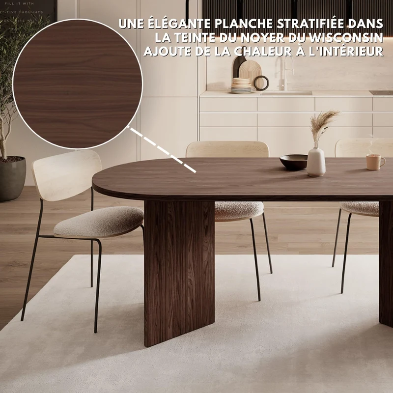 Selsey Table À Manger Ovale 90 x 204 cm, 6-10 Personnes, Noix Wisconsin