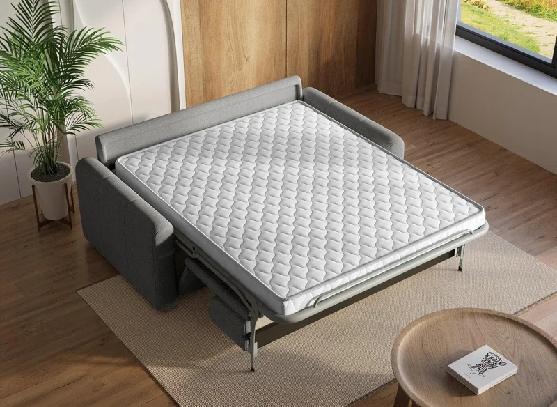 DecoInParis Canapé Convertible Express 3 Places en Tissu Gris ISANDRO